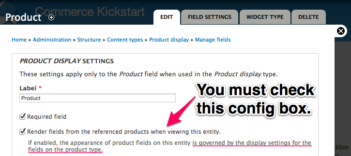 Product Reference Field Configuration Screen