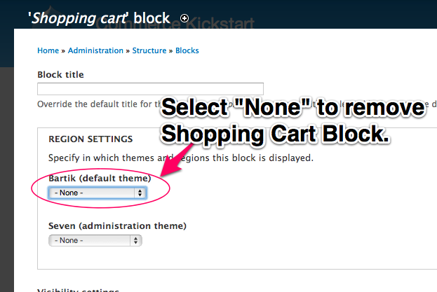 Select None to remove the Shopping Cart from your theme.