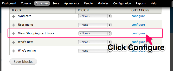 Click Configure to Enable your new block.