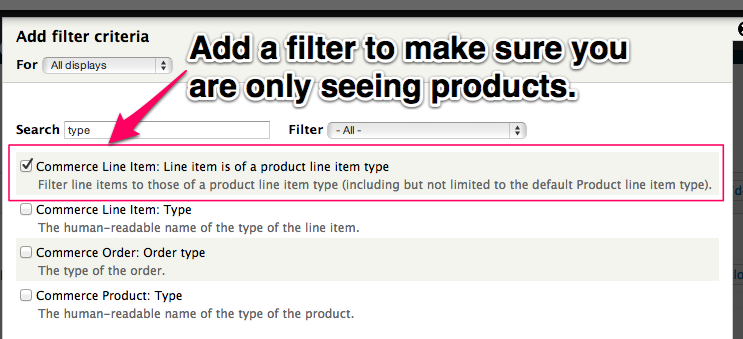 Add a filter to make sure you are only seeing products.
