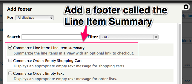 Add a Footer called the Line Item Summary