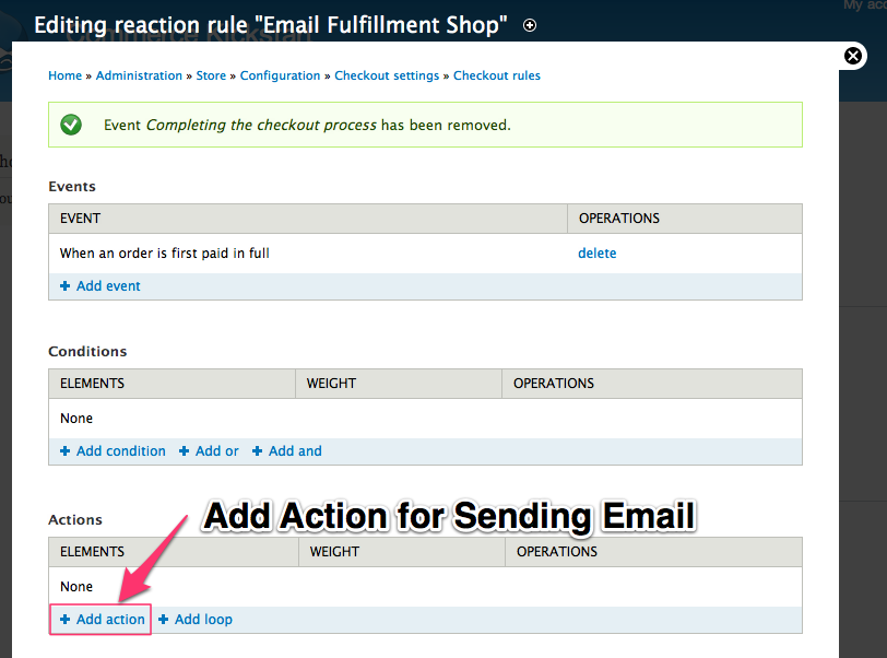 Add Action for sending email.