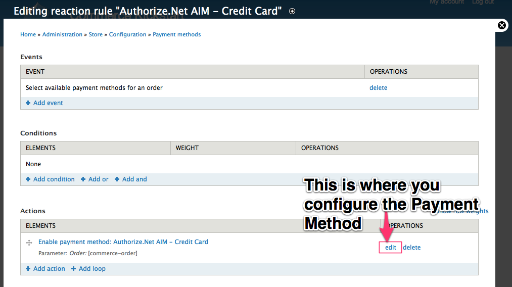 This is where you configure the Payment Method.