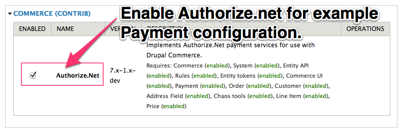 Authorize.net for example On-Site Payment configuration.
