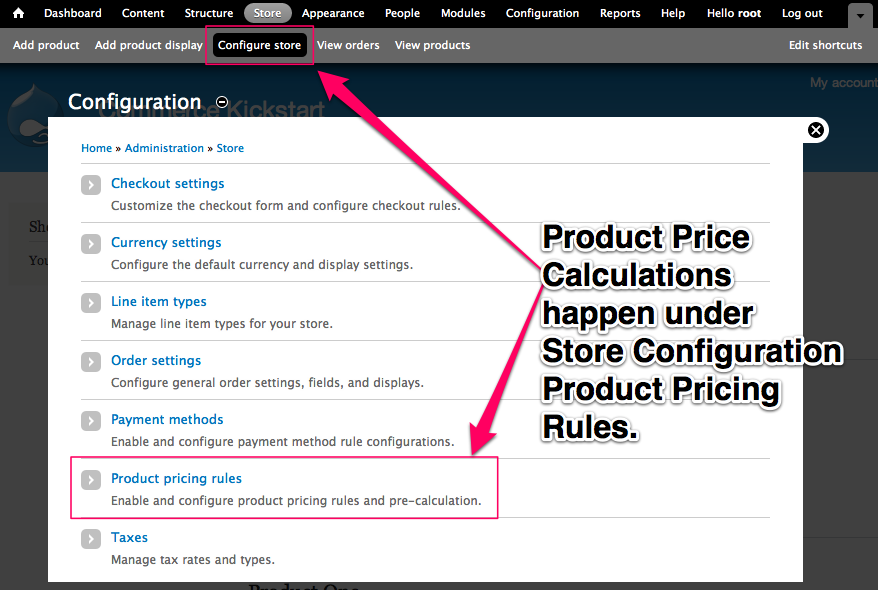 Product Price Calculations happen under store configuration product pricing rules