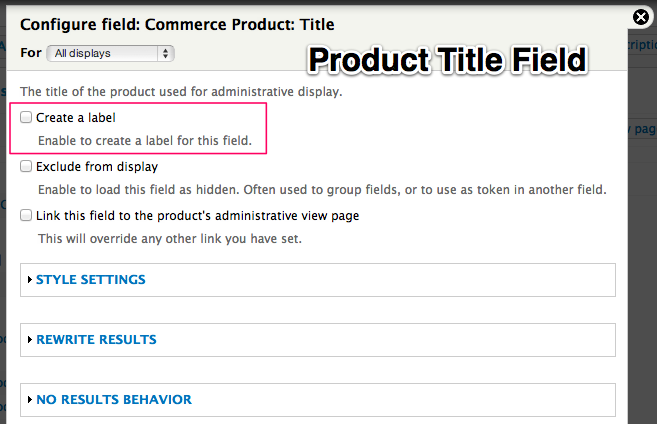 Product title field