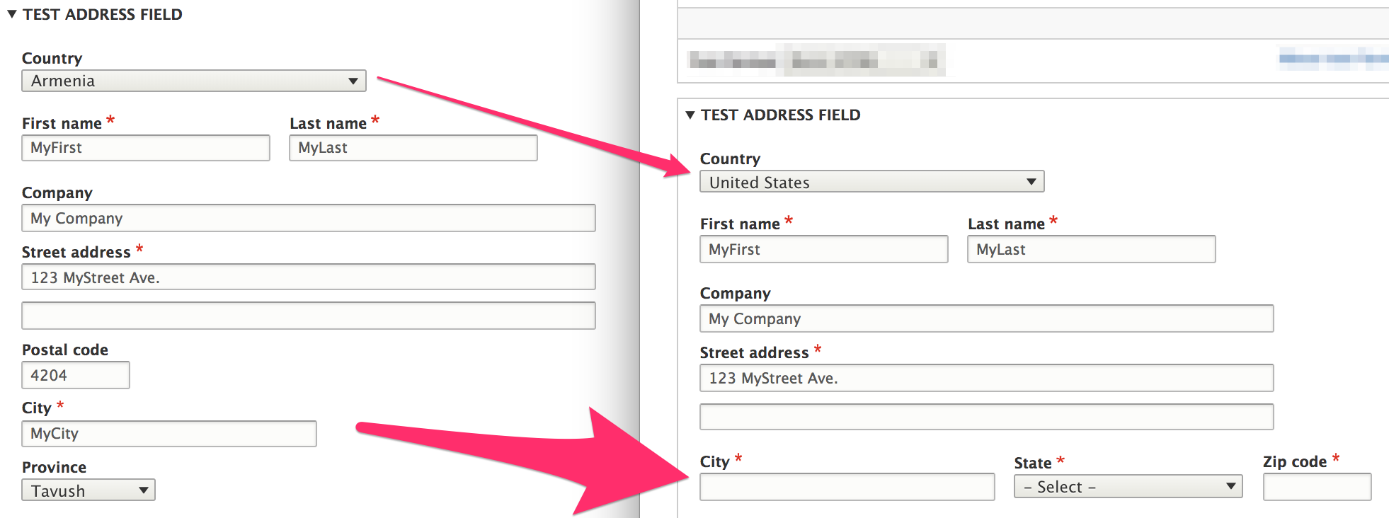Country-specific address formatting