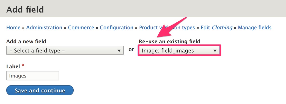 Re-use existing Images field