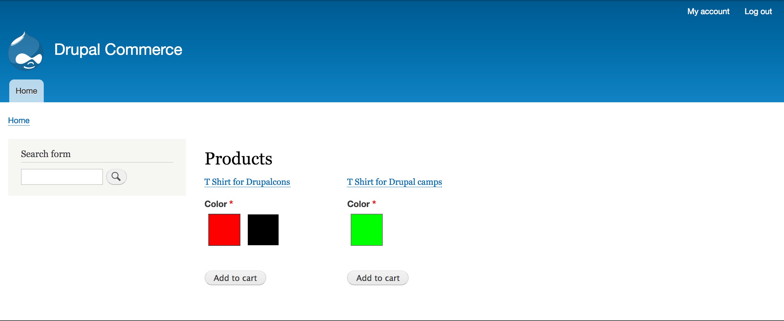 Product catalog page