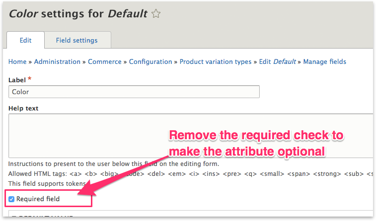 Un-select the required checkbox