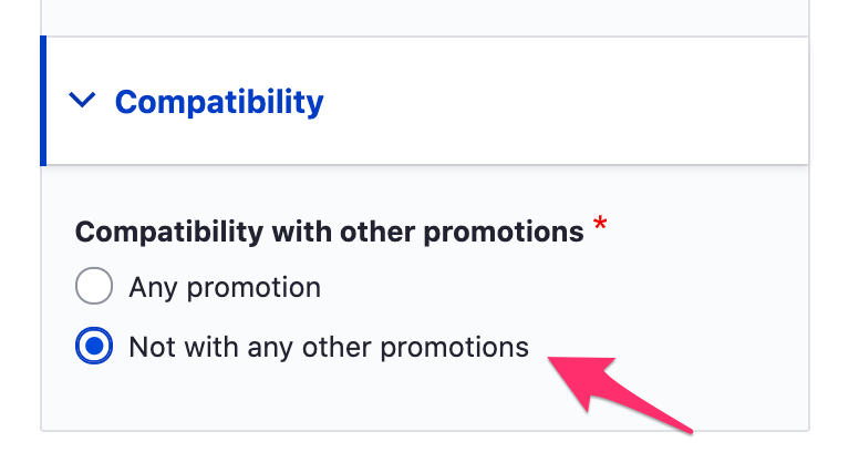 Promotions compatibilty options